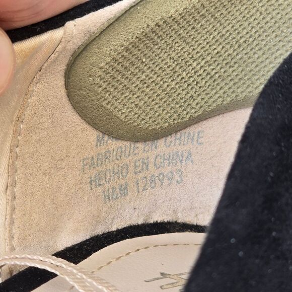 H&M Women's Black Faux Suede Leather Pointed Toe Classic Kitten Pumps Heels 38 - Picture 11 of 16